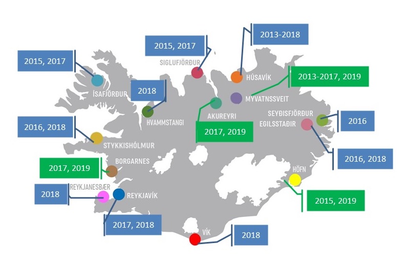 Survey on tourists' travel behaviour - places and years of conduct