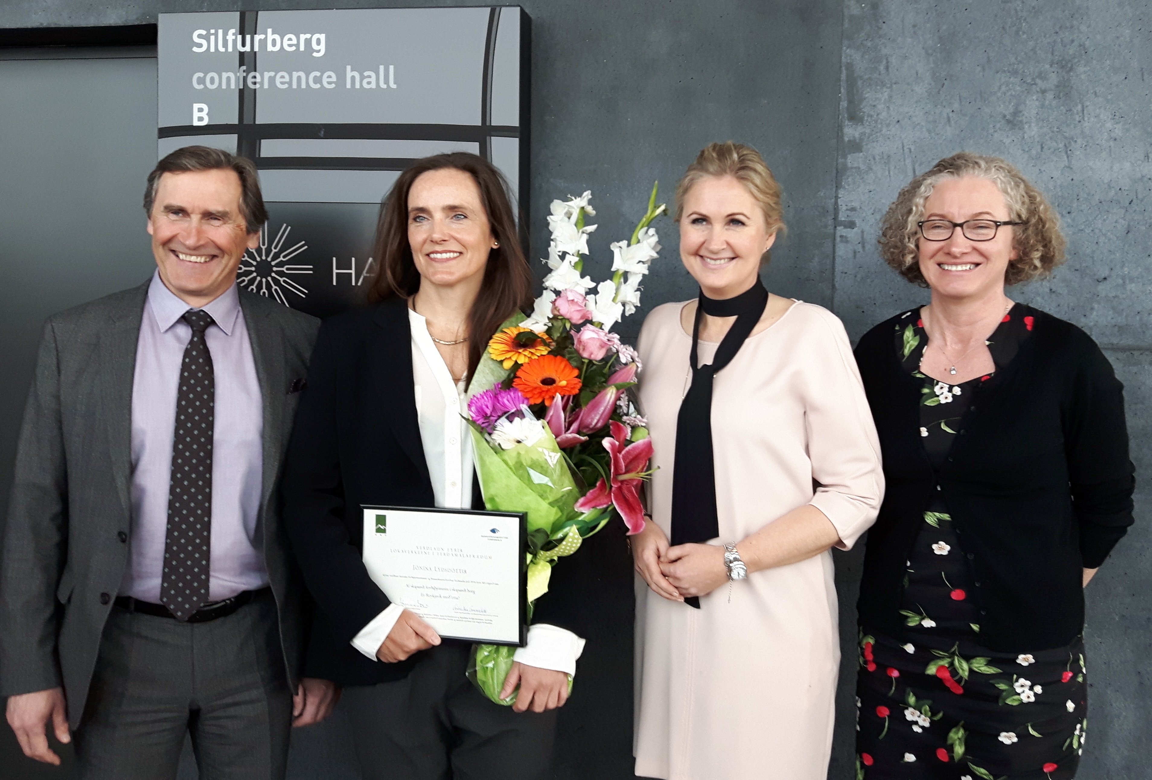 Grímur Sæmundsen formaður SAF, Jónína Lýðsdóttir, Helga Árnadóttir framkvæmdastjóri SAF og Guðrún Þóra Gunnarsdóttir forstöðumaður RMF