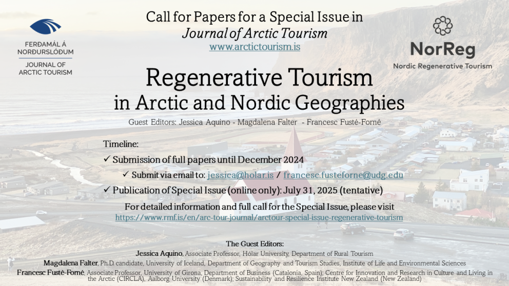 ArcTour Special Issue on Regenerative Tourism in the Arctic