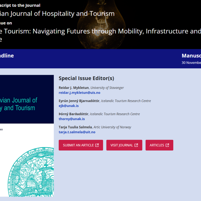 Call for Papers – Special Issue on Rural Drive Tourism in the Scandinavian Journal of Hospitality an…