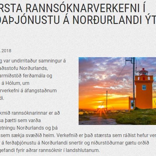 Nýtt rannsóknarverkefni um ferðaþjónustu á Norðurlandi